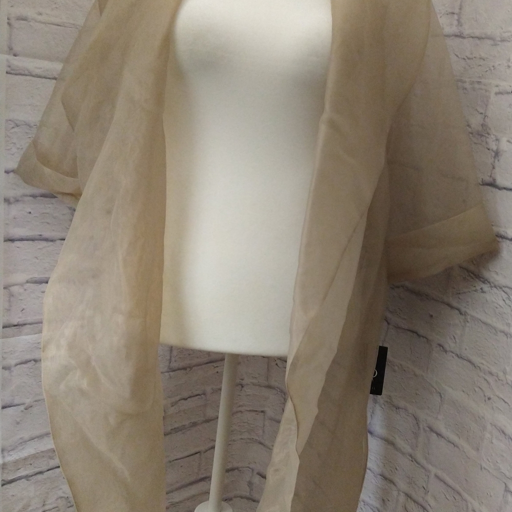 Adrianna Papell Sheer Tan Wrap Jacket - Picture 4 of 6
